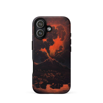 Eruption of Mount Etna at Night - Friedrich Weber Phone Case Iphone 17 / Matte Iphone 12 Case Volcano Eruption Design Black Red Mount Etna