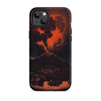 Eruption of Mount Etna at Night - Friedrich Weber Phone Case Iphone 14 Plus / Matte Volcano Eruption Phone Case Mount Etna Exhales,