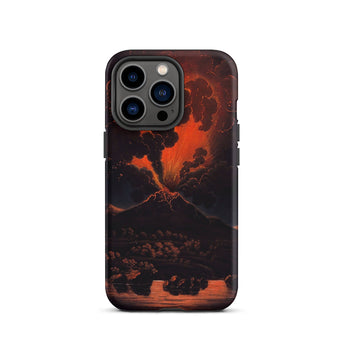 Eruption of Mount Etna at Night - Friedrich Weber Phone Case Iphone 13 Pro / Matte Volcano Eruption Phone Case Mount Etna Exhales,