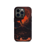 Eruption of Mount Etna at Night - Friedrich Weber Phone Case Iphone 14 Pro / Matte Volcano-themed Phone Case Mount Etna Exhales, Friedrich
