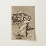 You will not Escape - Francisco De Goya Art Print / Canvas Sepia-toned Woman Attire Winged Demonic Figures Arches Backward, Eyes Wide Prints