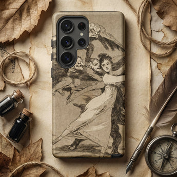You will not Escape - Francisco De Goya Phone Case Vintage-style Phone Case Sepia-toned Illustration Woman Elegant Gown Goya Iphone Case,