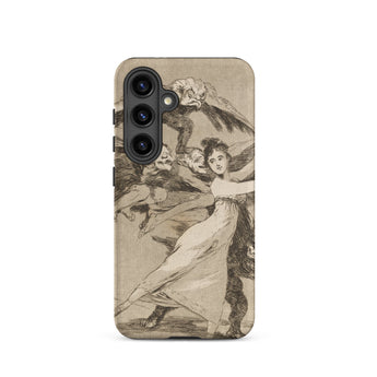 You will not Escape - Francisco De Goya Phone Case Samsung Galaxy S24 / Matte Beige Phone Case Detailed Black-and-white Sketch Woman Gown