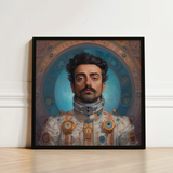 Framed Portrait Man Ornate Futuristic Astronaut Suit Gold Gay Arabic, Aesthetic, Meet Eskandar