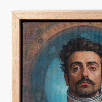 Framed Portrait Man Dark Curly Hair Mustache Depicted Gay Arabic Astronaut, Aesthetic, Meet Eskandar