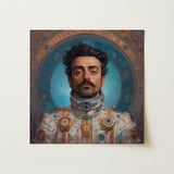 Eskandar - Gay Arabic Astronaut Art Print / Canvas Framed Portrait Man Ornate White Gold Futuristic Armor Gay Arabic Astronaut, Astronaut