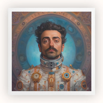 Eskandar - Gay Arabic Astronaut Art Print / Canvas Framed Portrait Man Ornate White Gold Astronaut Suit Gay Arabic Astronaut, Aesthetic,