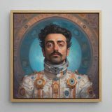 Eskandar - Gay Arabic Astronaut Art Print / Canvas Framed Portrait Man Ornate White Gold Suit, Aesthetic, Meet Prints