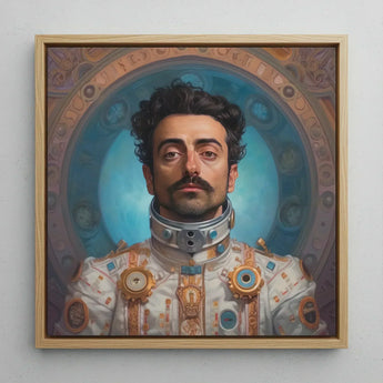 Eskandar - Gay Arabic Astronaut Art Print / Canvas Framed Portrait Man Ornate White Gold Suit, Aesthetic, Meet Prints
