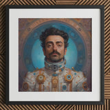 Eskandar - Gay Arabic Astronaut Art Print / Canvas Steampunk-inspired Gold Silver Mechanical Collar Intricate Gears Cogs, Aesthetic, Meet