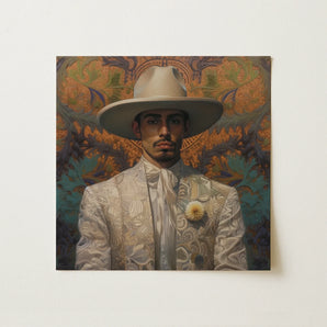 Estephan - Gay Latino Vaquero Art Print / Canvas, Dandy Gay Cowboy, Elegant Latino Vaquero’s, Cowboy Spirit’s Queer