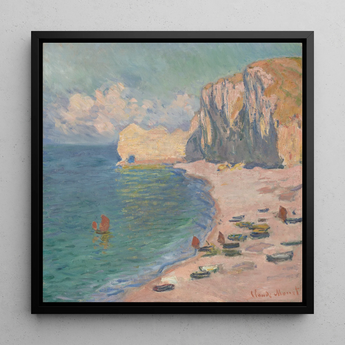 Étretat - Claude Monet Normandy Coastline Art Print / Canvas, 12x12’’ / 31x31cm / Black Frame, Posters Prints & Visual Artwork, Toby Leon
