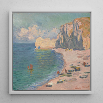 Étretat - Claude Monet Normandy Coastline Art Print / Canvas, 12x12’’ / 31x31cm / White Frame, Posters Prints & Visual Artwork, Toby Leon