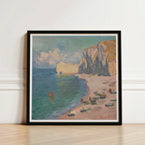 Etretat - Claude Monet Normandy Coastline Art Print / Canvas Framed Reproduction Monet’s Impressionistic Painting Coastal Scene Mesmerizing