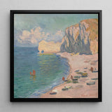 Étretat - Claude Monet Normandy Coastline Art Print / Canvas Black-framed Reproduction Monet’s Impressionist Painting Coastal Scene