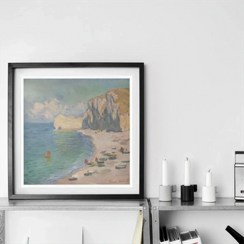 Étretat - Claude Monet Normandy Coastline Art Print / Canvas Framed Coastal Artwork Boats Beach Dramatic Cliffs Ocean Monet’s Mesmerizing