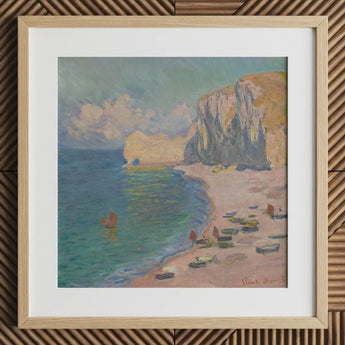 Étretat - Claude Monet Normandy Coastline Art Print / Canvas Framed Impressionist Painting Coastal Scene Cliffs Boats Turquoise Monet’s