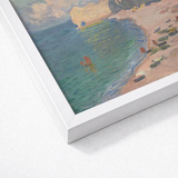 Etretat - Claude Monet Normandy Coastline Art Print / Canvas White Framed Coastal Scene Impressionistic Brushstrokes Blues Monet’s