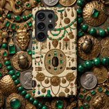 Etruscan Jewelry - Auguste Racinet Phone Case Cream-colored Phone Case Adorned Intricate Gold Emerald Green Auguste Racinet Decorative,