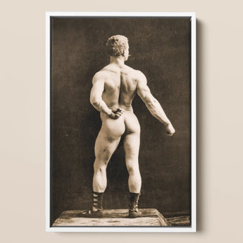 Eugen Sandow in Classical Ancient Greco-roman Pose - Napoleon Sarony Art Print / Canvas, 12x18’’ / 31x46cm / White Frame, Posters Prints &