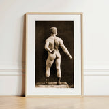 Eugen Sandow in Classical Ancient Greco-roman Pose - Napoleon Sarony Art Print / Canvas, 12x18’’ / 31x46cm / Black Frame / Matboard,
