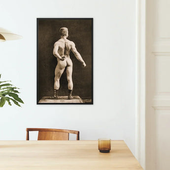 Eugen Sandow in Classical Ancient Greco-roman Pose - Napoleon Sarony Art Print / Canvas Black-framed Sepia-toned Photograph Muscular Man