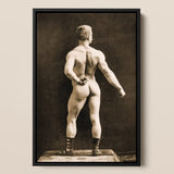 Eugen Sandow in Classical Ancient Greco-roman Pose - Napoleon Sarony Art Print / Canvas Black-framed Sepia-toned Photographic Muscular Man