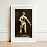 Eugen Sandow in Classical Ancient Greco-roman Pose - Napoleon Sarony Art Print / Canvas Framed Black-and-white Photograph Muscular Man