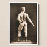 Eugen Sandow in Classical Ancient Greco-roman Pose - Napoleon Sarony Art Print / Canvas Framed Black-and-white Photograph Muscular Man