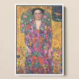 Eugenia Primavesi - Gustav Klimt Symbolist Art Print / Canvas Vibrant Textured Woman Colorful Floral Dress, Portrait Prints