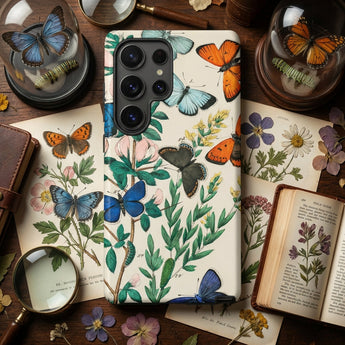 European Butterflies & Moths - William Forsell Kirby Phone Case Smartphone Detailed Botanical Illustration Case Vibrant Blue Orange William