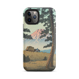 Evening at Tago Bay - Hasui Kawase Phone Case Iphone 11 Pro / Matte Durable Phone Case Serene Landscape Mount Fuji Lone Rises, Hasui