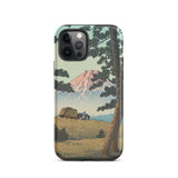 Evening at Tago Bay - Hasui Kawase Phone Case Iphone 12 Pro / Matte Smartphone Case Landscape Design Mountain Trees Person Pack Mount Fuji