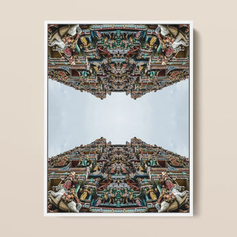 Every Deity - South Indian Temple Op Art Print / Canvas, 12x16’’ / 31x41cm / White Frame, Posters Prints & Visual Artwork, Toby Leon