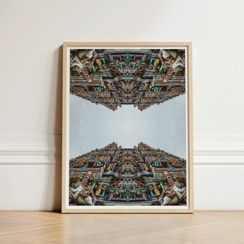 Framed Photograph Vibrant Intricately Carved Temple Facade Colorful South Indian Architecture, Mind-bending Photography Print, Trippy