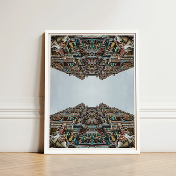 Framed Photograph Vibrant Intricately Carved Temple Facade Colorful South Indian Architecture, Mind-bending Photography Print, Trippy