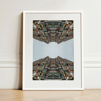 Every Deity - South Indian Temple Op Art Print / Canvas Framed Photograph Vibrant Intricately Carved Facade Detailed Architecture,