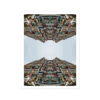 Every Deity - South Indian Temple Op Art Print / Canvas Mirrored Architectural Ornate Hindu Temple Intricate Carvings Sculptures South