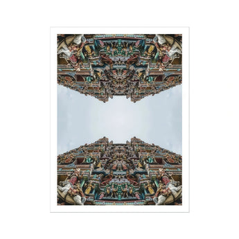 Every Deity - South Indian Temple Op Art Print / Canvas Mirrored Architectural Ornate Hindu Intricate Carvings Sculptures Architecture,