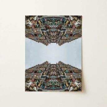 Every Deity - South Indian Temple Op Art Print / Canvas Vibrant Intricately Carved Temple Facade Print Detailed Sculptures South Indian