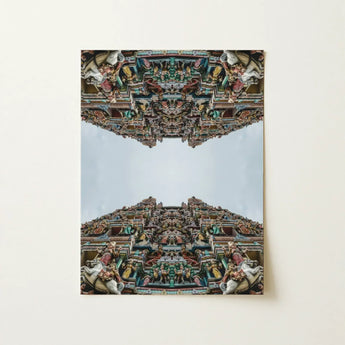 Every Deity - South Indian Temple Op Art Print / Canvas Vibrant Intricately Carved Facade Detailed Sculptures Architecture, Mind-bending