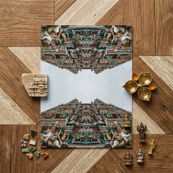 Every Deity - South Indian Temple Op Art Print / Canvas Vibrant Intricately Detailed Print Temple’s Ornate Facade Rich South Indian Temple