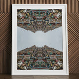 Every Deity - South Indian Temple Op Art Print / Canvas White-framed Vibrant Intricately Carved Facade Colorful Architecture, Mind-bending