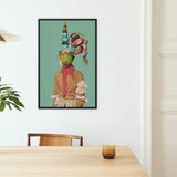 Eye Candy - Avant Garde Fashion Art Print / Canvas Framed Artwork Stylized Portrait Person Vibrant Green Goggles, Striking Form, Prints