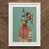 Eye Candy - Avant Garde Fashion Art Print / Canvas Mint Green Framed Artwork Whimsical Design Colorful Layered, Striking Form, Prints