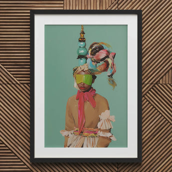 Eye Candy - Avant Garde Fashion Art Print / Canvas Mint Green Framed Portrait Vibrant Accessories Eclectic Design, Striking Form, Prints