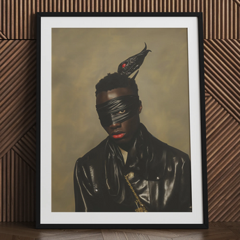 Eye of the Storm - Trans Fetish Mythology Art Print / Canvas Black Leather Jacket Bird Shoulder Trans Fetish Mythology, Velvet