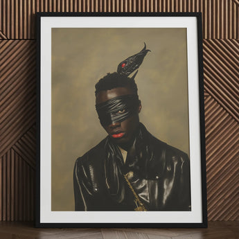 Eye of the Storm - Trans Fetish Mythology Art Print / Canvas Black Leather Jacket Bird Shoulder, Velvet Architecture, Prints