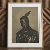 Eye of the Storm - Trans Fetish Mythology Art Print / Canvas Black Leather Jacket Blindfold Birds Head, Velvet Architecture, Prints