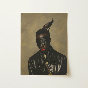 Eye of the Storm - Trans Fetish Mythology Art Print / Canvas Black Leather Jacket Glossy Finish Gold Chain, Velvet Architecture, Prints